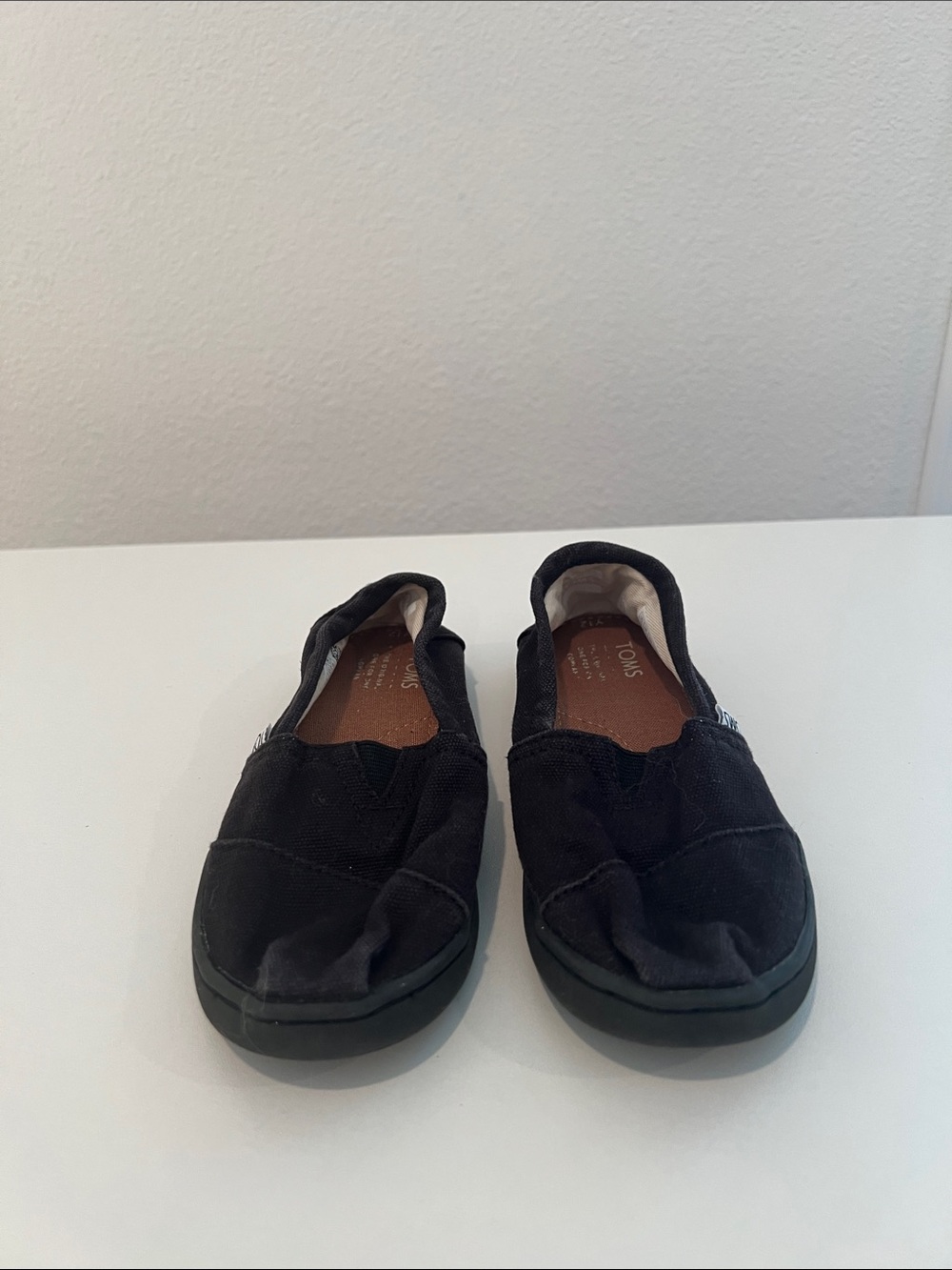 Toms Kids Black Canvas Slip-On Moccasins